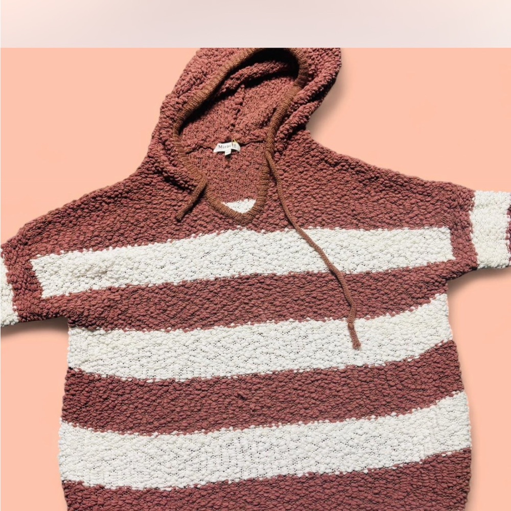 Miracle Textured copper and white hooded sweater